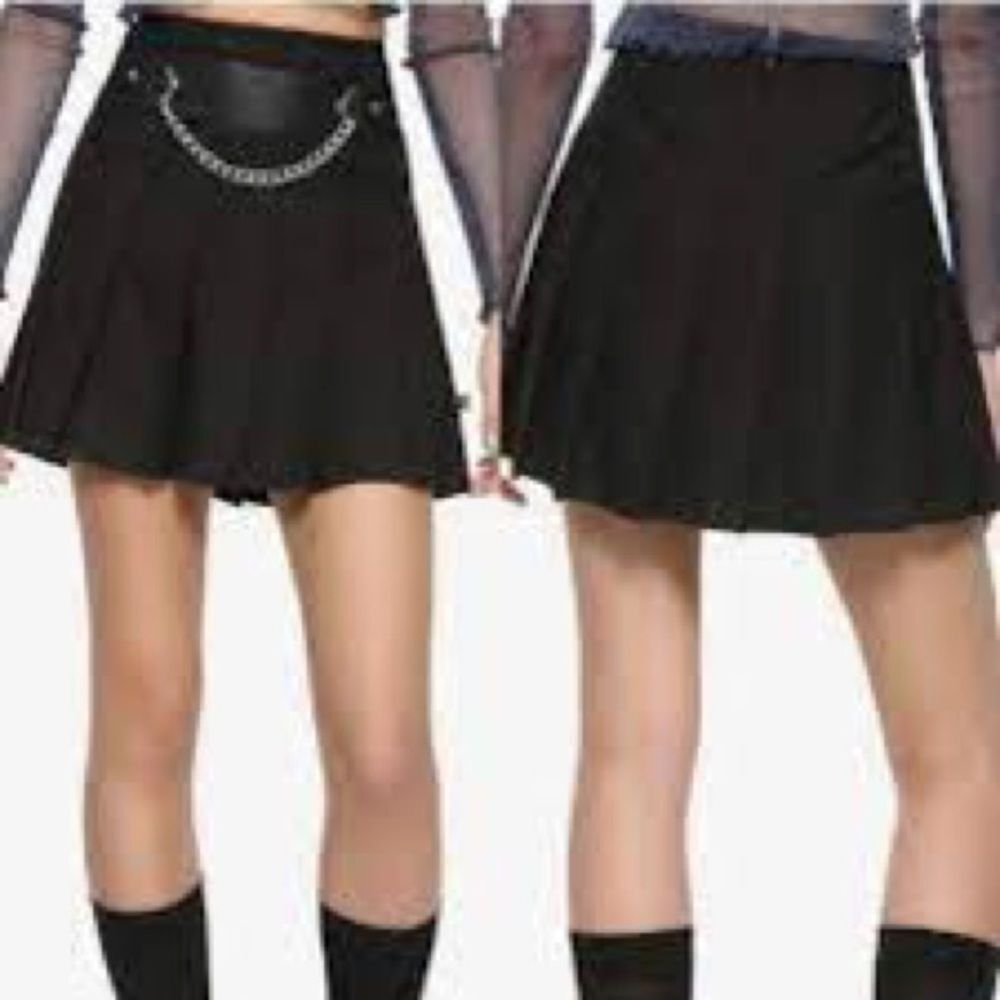 Vintage Y2K Royal Bones Pleated Mini Skirt with Chain